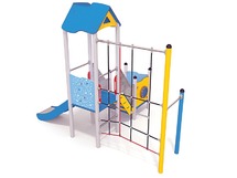 Speeltoestel - active - glijbaanhuisje met platform en klimnet