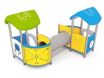 Lage constructie - mini - speelhuisje dubbel met kruiptunnel