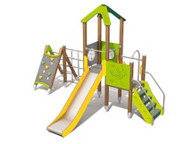 Speeltoestel - eco - jungle - glijbaanhut met klimberg