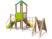 Speeltoestel - eco - jungle - glijbaanhut met klimberg