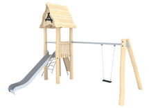 Schommel - robinia - enkel - schommel met glijbaantoren