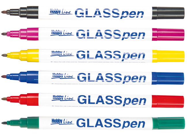 Glas - Pennen - Set 1 - Set Van 6 Assorti