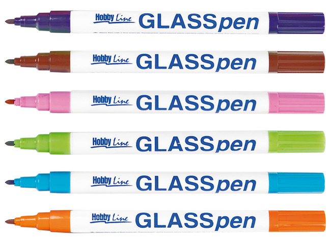 Glas - Pennen - Set 2 - Set Van 6 Assorti