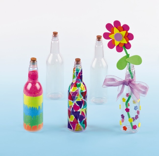 Decoratie - Blanco Flessen - Transparant - Set Van 4