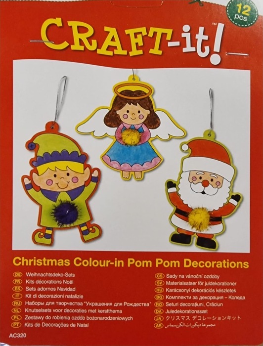 Kerst - Inkleur Pom Pom K Erstdecoratie - Set V 12