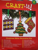 Kerst - glitterdecoratie - set v 6