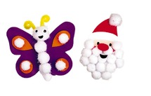 Kerst - Witte Glitterpompons 100Ass