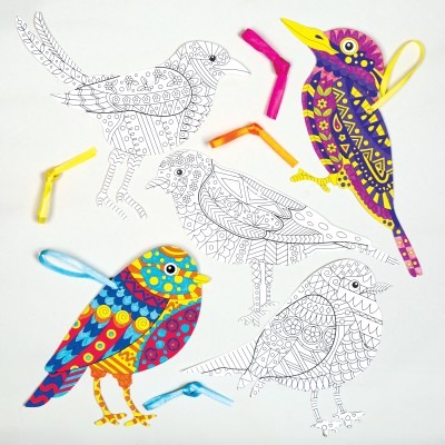 Papier - Inkleurvogels 8ass