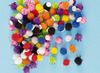 Decoratie - pompons - glitter - zelfklevend - 1 cm diameter - set van 150 assorti