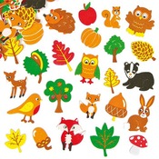 Stickers - foam - het bos - set van 100 assorti