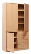 Kast Basic, Hoge Kast Met 3 Deuren En 4 Laden