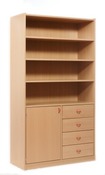 Kast Basic, Hoge Kast Met Planken, 1 Deur En 4 Laden