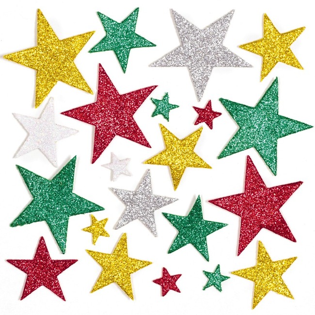 Kerst - Stickers - Foam - Glittersterren - Ass/150