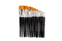 Penselen - Gold Line - plat - nylon - voordeelpakket - set van 30 assorti