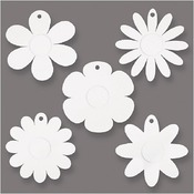 Hangers - karton - bloemen - blanco - set van 15 assorti