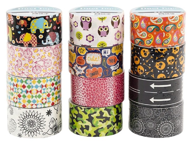 Kleefband - Duct-tape - 4,8 Cm X 5 M - Motieven - Set Van 12 Assorti