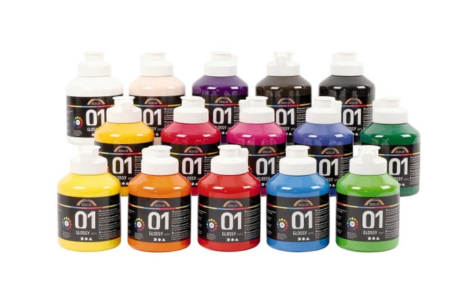 Verf - Acrylverf - 15 X 500 Ml - Glossy - Set Van 15 Assorti