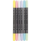 Stiften - Textiel - Dubbelpunters - 6St Pastel