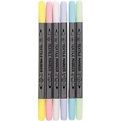 Stiften - Textiel - Dubbelpunters - 6St Pastel