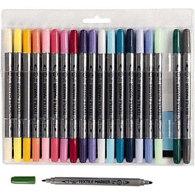 Stiften - Textielstiften - Dubbele Punt - Extra Kleuren - Set Van 20 Assorti