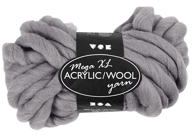 Garen - Acrylgaren - 15 M - 300 G - Grijs - Per Stuk