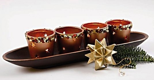 Theelichthouder - Hout - Kerst - Waxinelicht Met Sterren - Set Van 12