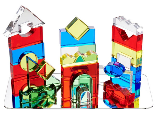 Speelblokken - Tickit Colour Crystal Block Set - Kunststof - Transparant - Gekleurd - Voor Lichtbord - Set Van 25 Assorti