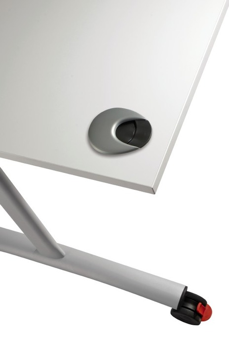Tafel - Mobiel - Archimede - Rechthoekig 120x80cm - Onderstel Grijs - Blad Wit - Per Stuk