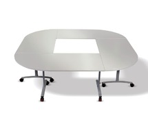 Tafel - Mobiel - Archimede - Rechthoekig 120X80Cm - onderstel zwart+chroom - blad lichte eik - per stuk