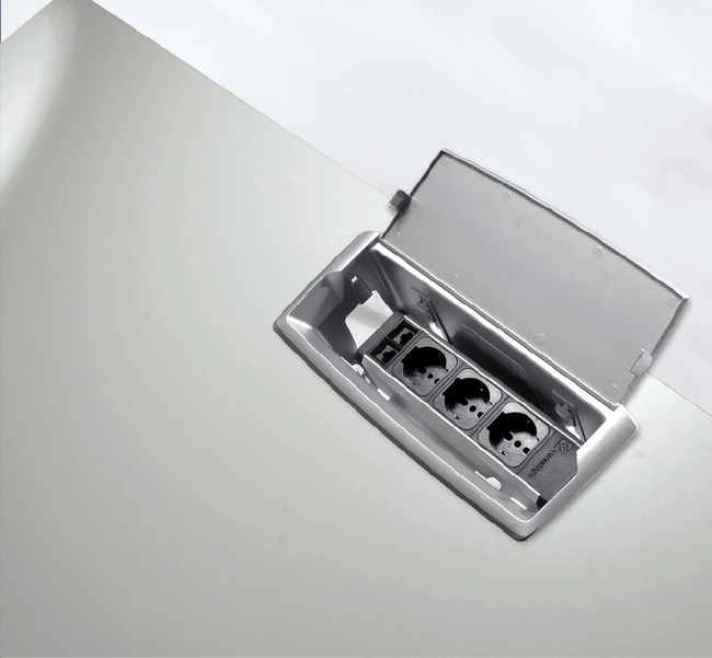 Tafel - Klaptafel - Archimede - Rechthoek - Inklapbaar - Verrijdbaar - 120 Cm X 80 Cm X 76 Cm - Onderstel Wit - Blad Grijs - Per Stuk