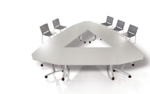 Tafel - Mobiel - Archimede - Rechthoekig 120X80Cm - onderstel grijs - blad lichte eik - per stuk