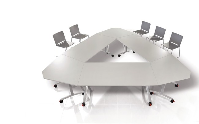 Tafel - Mobiel - Archimede - Rechthoekig 120x80cm - Onderstel Grijs - Blad Lichte Eik - Per Stuk