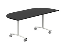 tafel - klaptafel - Archimede - D-vorm - inklapbaar - verrijdbaar - 160 cm x 80 cm x 76 cm - onderstel grijs - blad grijs - per stuk