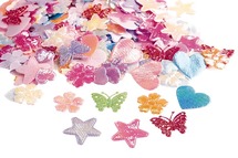 Figuren - vlinders, bloemen, hartjes, sterren - iriserend - set van 500 assorti