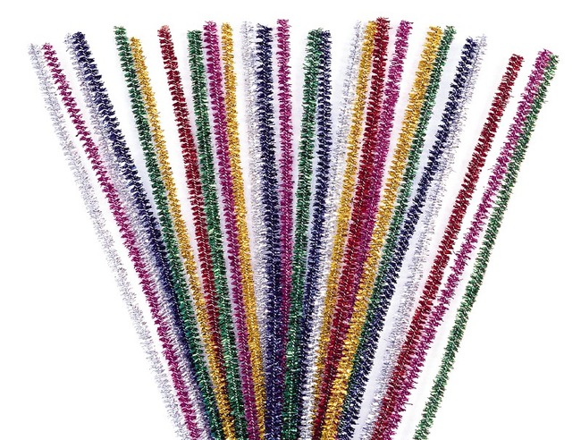 Chenilledraad - Glitter - 30 Cm Lang - 0,6 Cm Diameter - Set Van 100 Assorti