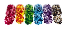Decoratie - pompons - 6 verschillende kleuren - 1,9 cm diameter - voordeelpakket - set van 1500 assorti