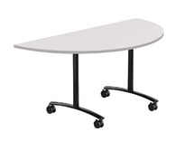 tafel - klaptafel - Archimede - half rond - inklapbaar - verrijdbaar - 160 cm x 80 cm x 76 cm - onderstel grijs - blad grijs - per stuk