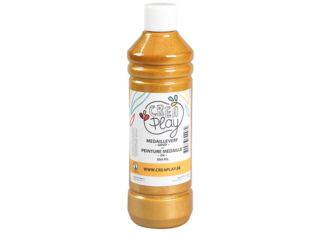 Verf - Plakkaatverf - Creaplay - Metallic - 500 Ml - Goud - Per Stuk