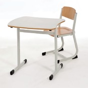 Leerlingentafel - Combinatie - Stone - 64 cm - onderstel ral 3002 (karmijnrood) - blad beuk - per stuk