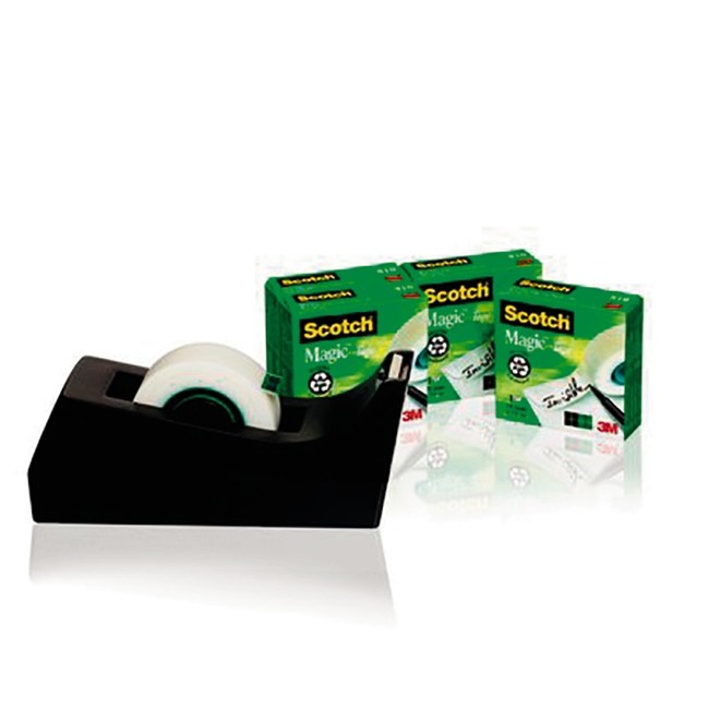 Kleefband - Scotch Magic Tape - 1,9 Cm X 33 M - Transparant - Set Van 4 + Gratis Afroller