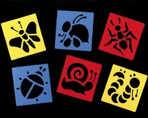Sjablonen - insecten - 13,5 x 15 cm - set van 6 assorti