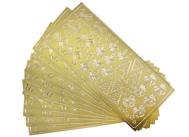 Stickers - Deco - Zelfklevend - Assortiment Kerst Goud - Per 10vel.