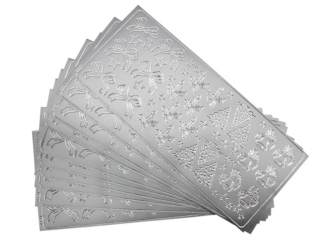 Stickers - Deco - Zelfklevend - Assortiment Kerst Zilver - Per 10vel.