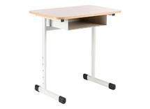 Leerlingentafel - Tau - Enkel - Verstelbaar - Met Boekenvak - Gekleurd - onderstel ral 1018 (geel) - blad beuk - per stuk