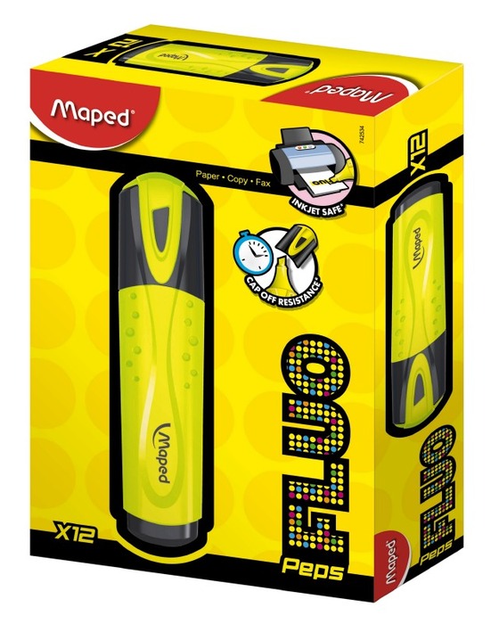 Stiften - Markeerstiften - Maped Fluo'peps - Geel - Budget - Set Van 12