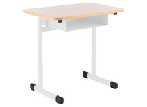 Leerlingentafel - Tau - Enkel - Niet Verstelbaar - Met Boekenvak - 58 cm - onderstel ral 1018 (geel) - blad beuk - per stuk