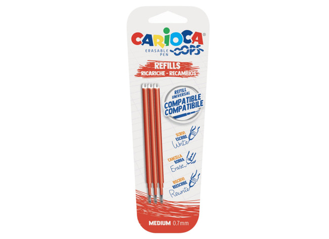 Schrijven - Uitwisbare Pen Oops - Rood - Navullingen P/3st