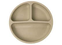 Borden - kinderbord - 19,5 cm - siliconen - met onderverdeling - grijs - per stuk