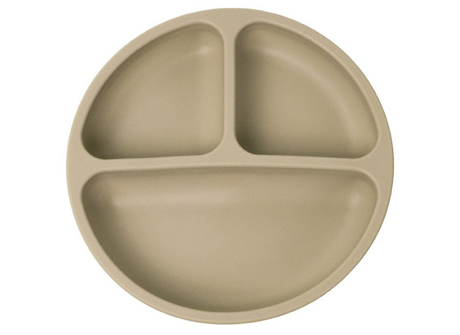 Borden - Kinderbord - 19,5 Cm - Siliconen - Met Onderverdeling - Grijs - Per Stuk