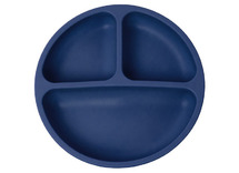 Borden - kinderbord - 19,5 cm - siliconen - met onderverdeling - blauw - per stuk